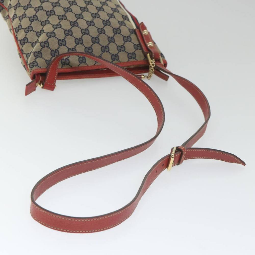 GUCCI GG Canvas Sherry Line Shoulder Bag Navy Red 144388 Auth ki3671 - Picture 7 of 16